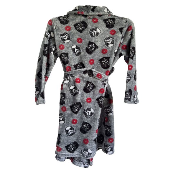 Star Wars Boys Bathrobe S/P Grey Darth Vader Stormtrooper Print Flame Resistant - Picture 3 of 4